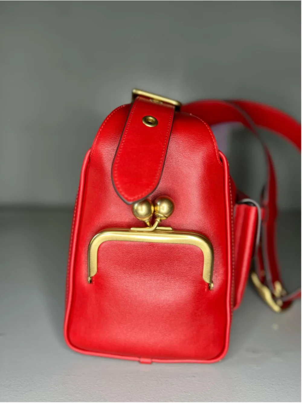 Coach Originals Turnlock Haversack Leather Shoulder Bag - Scarlett